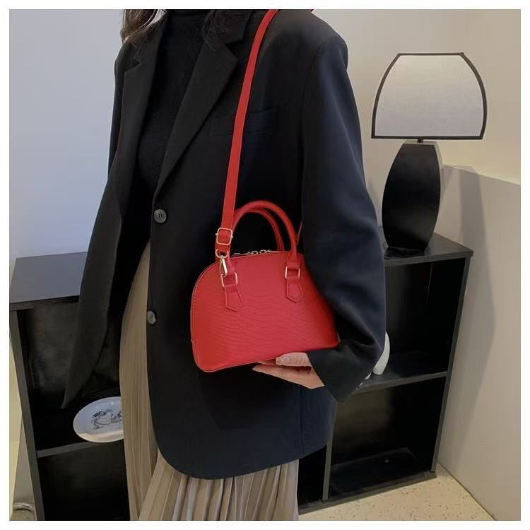 sac à main bandoulière semi cuir (ROUGE)
