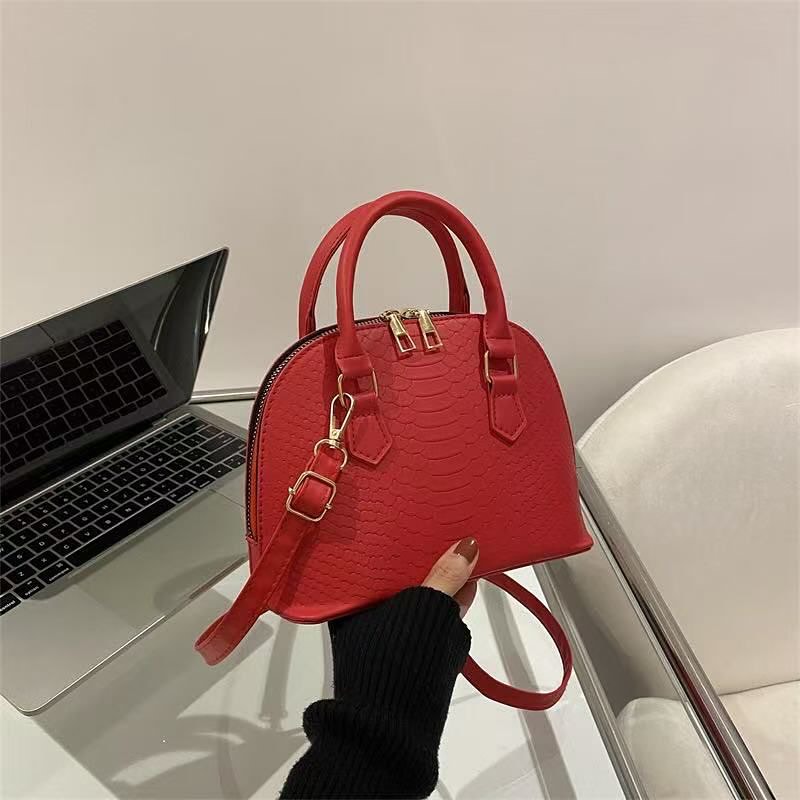 sac à main bandoulière semi cuir (ROUGE)